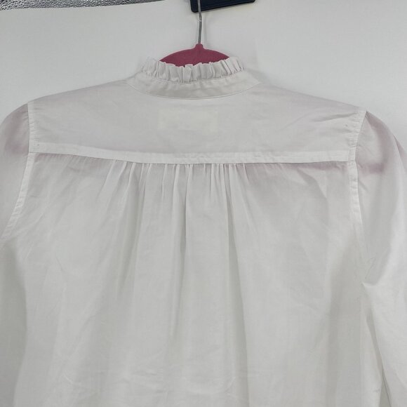 Trovata Birds of Paradis XS White Valentina Poplin V-Neck Top Ruffle Collar - Picture 14 of 16